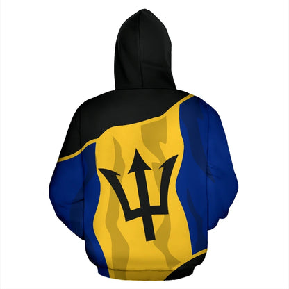 Barbados Hoodie Flag Fly In Unisex Printed Zip Hoodie