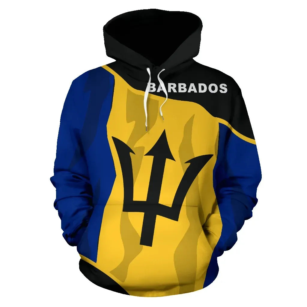 Barbados Hoodie Flag Fly In Unisex Printed Zip Hoodie