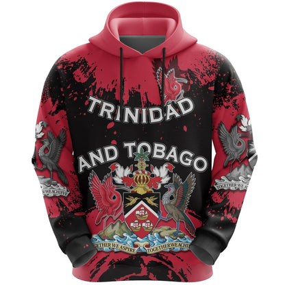Trinidad and Tobago Scarlet Ibis All Over Hoodie Coat Of Arms