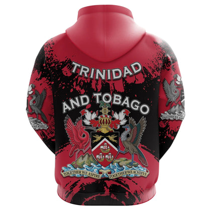 Trinidad and Tobago Scarlet Ibis All Over Hoodie Coat Of Arms