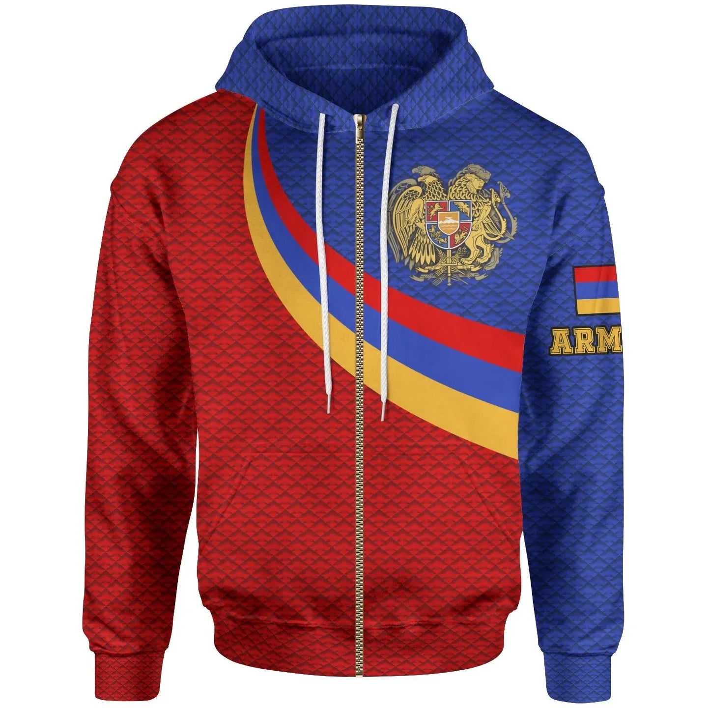 Armenia Zip Up Hoodie Armenia Coat Of Arms And Flag Color
