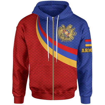 Armenia Zip Up Hoodie Armenia Coat Of Arms And Flag Color