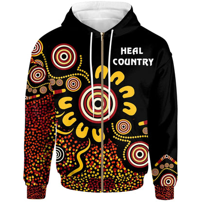 Australia Naidoc Week Zip Up Hoodie Naidoc Week 2021 Heal Country