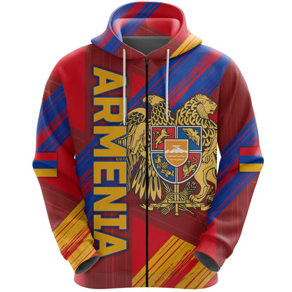 Armenia Zip Hoodie Flag Painting Style