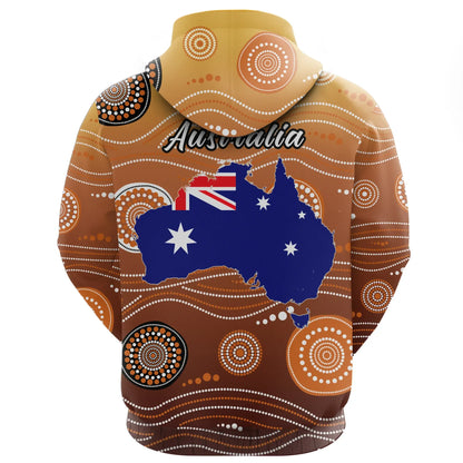 Australia Hoodie Map Kangaroo Aboriginal Zip