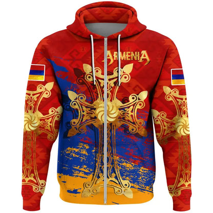 Armenia Khachkar, Armenian Cross Special Zip Hoodie