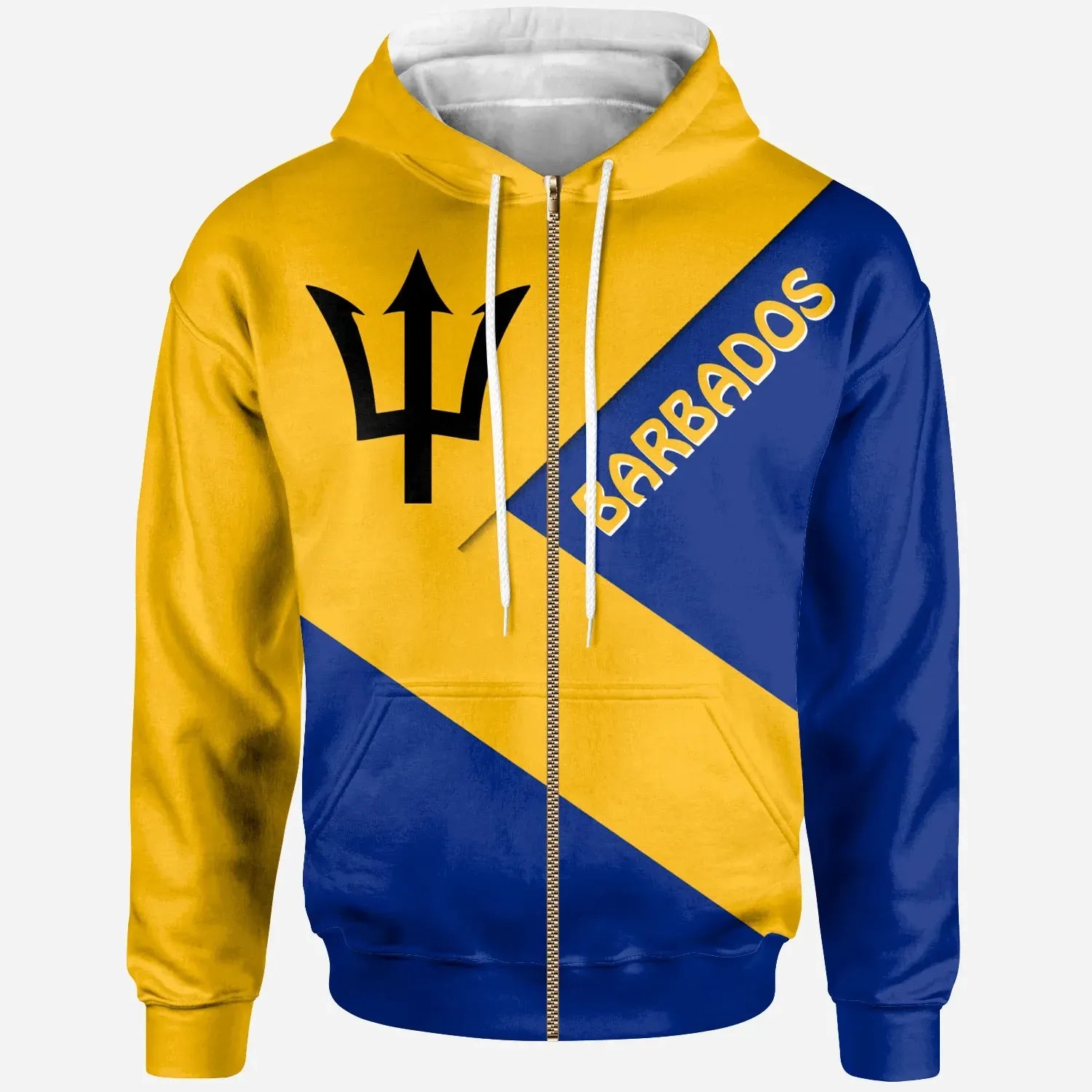 Barbados Zip Up Hoodie Barbados Flag Style
