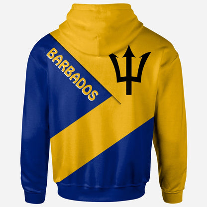 Barbados Zip Up Hoodie Barbados Flag Style