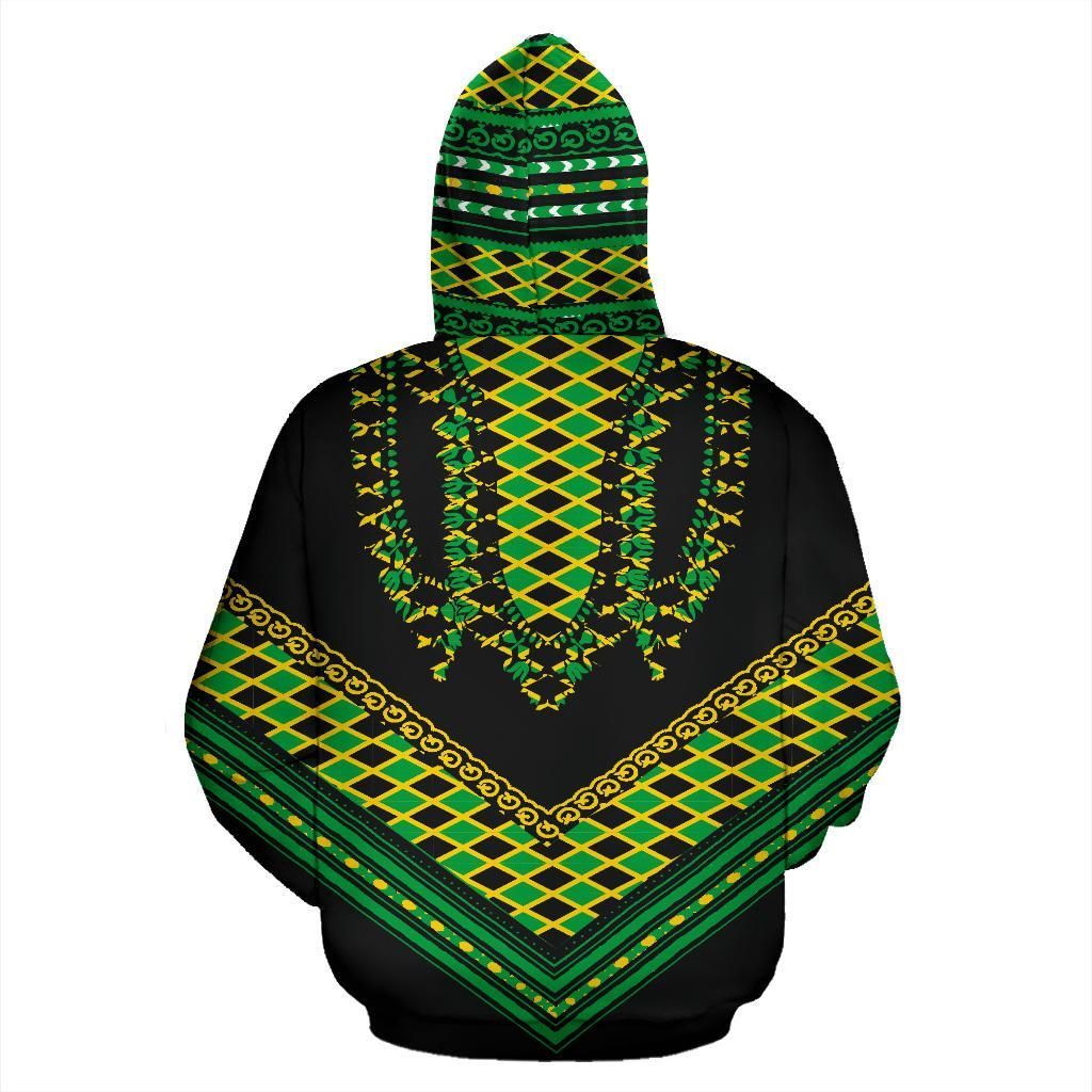 Jamaican Dashiki Zip Hoodie Jamaica Coat Of Arms Unisex Printed Hoodie