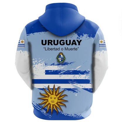 Uruguay Zip Hoodie Uruguay Flag Brush