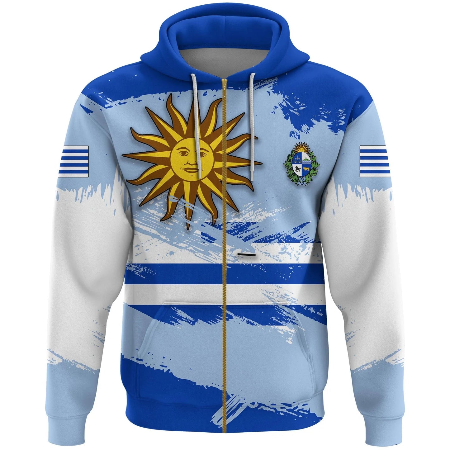 Uruguay Zip Hoodie Uruguay Flag Brush