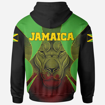 Jamaica All Over Zip Up Hoodie Lion Coat Of Arms