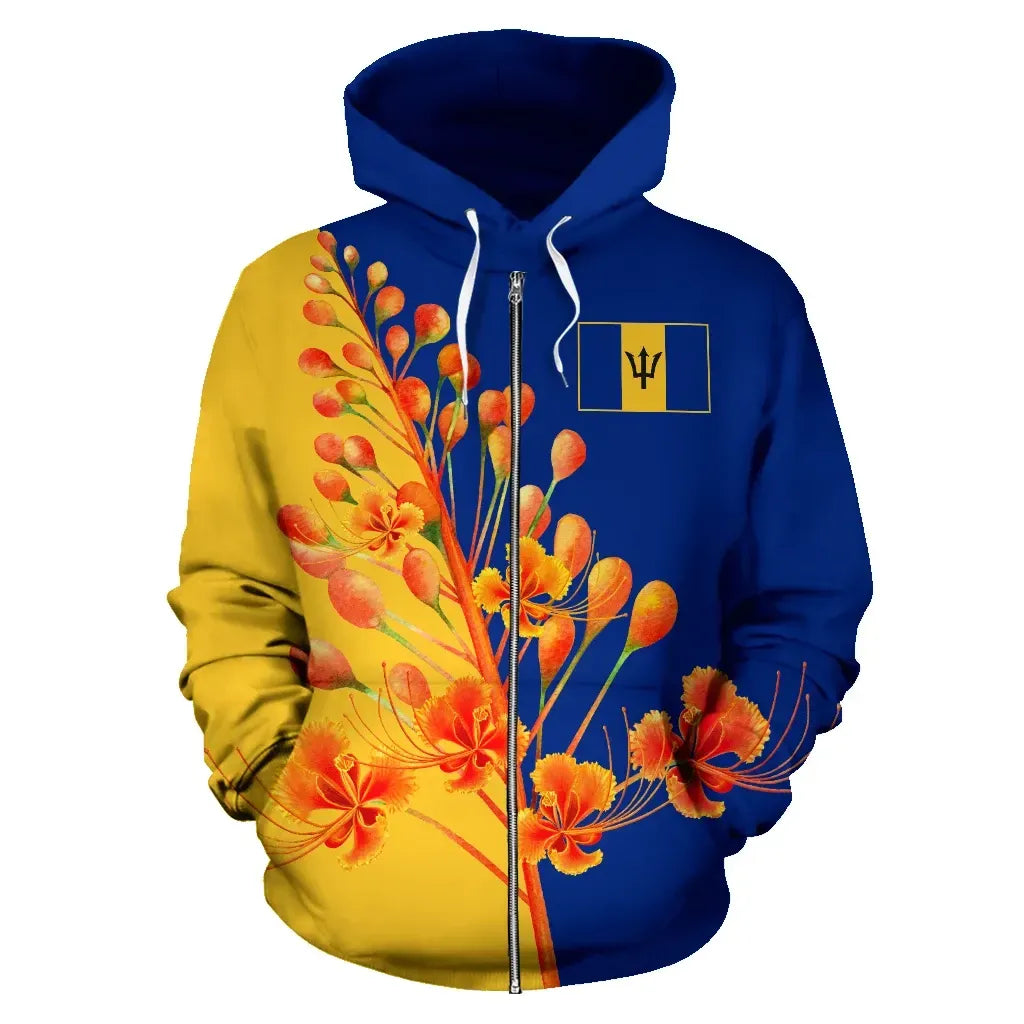 Pride Of Barbados Flowers Zip Up Hoodie