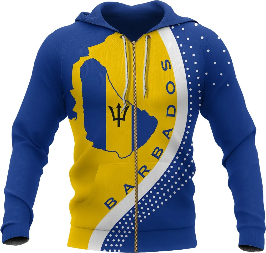 Barbados Map Zip Up Hoodie Generation Ii 0