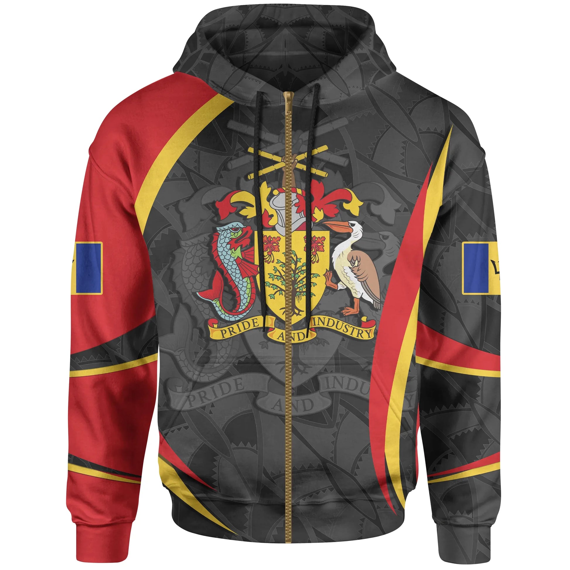 Barbados Zip Up Hoodie Barbadian Spirit Red
