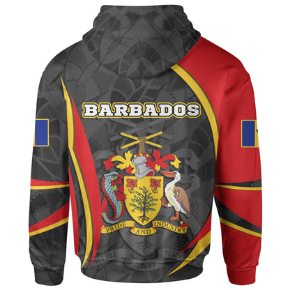 Barbados Zip Up Hoodie Barbadian Spirit Red