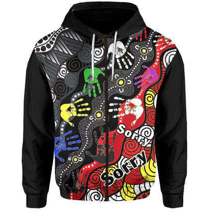 Custom Personalised National Sorry Day Zip Hoodie Version 03 Australian Aboriginal