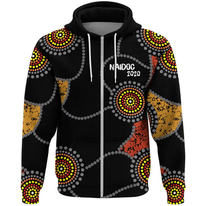 Australia Aboriginal Zip Hoodie Australia Naidoc Week Indigenous