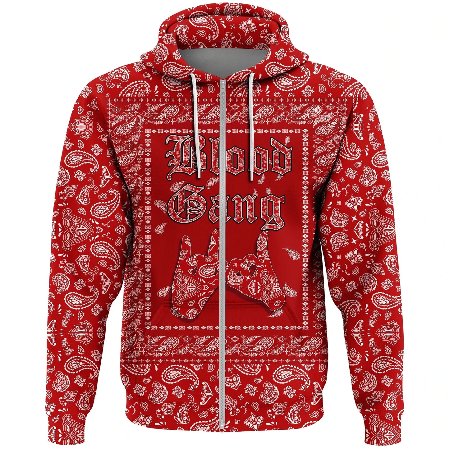 Blood Gang Zip Hoodie All Over Print
