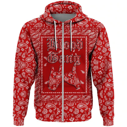 Blood Gang Zip Hoodie All Over Print