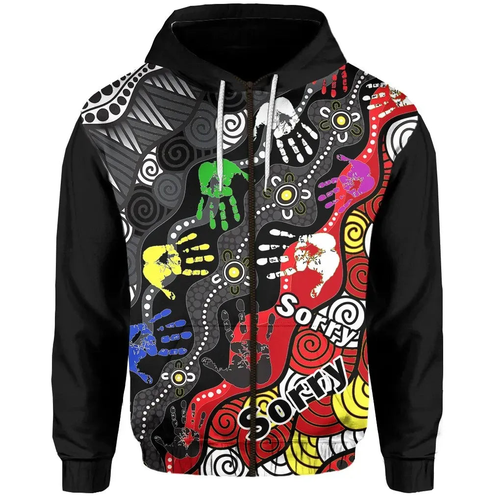 National Sorry Day Zip Hoodie Version 03 Australian Aboriginal