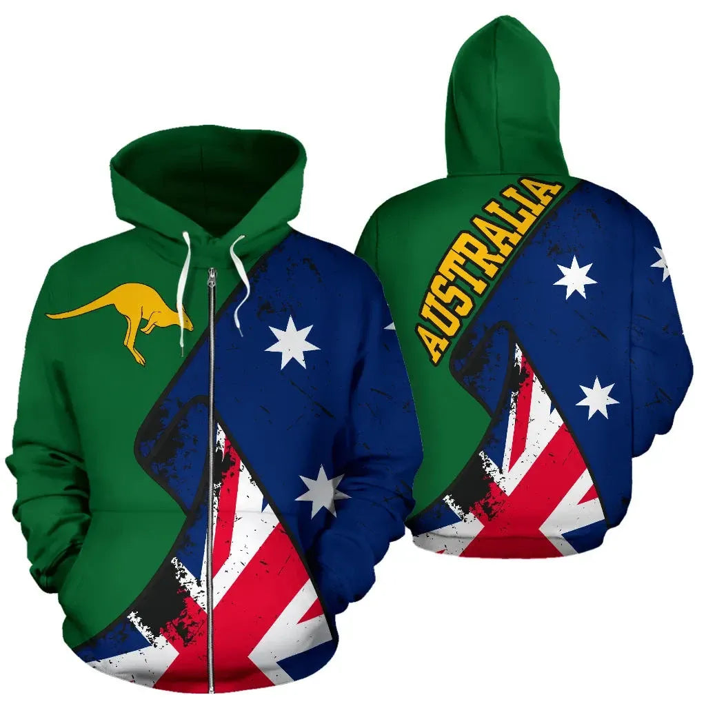 Australia Special Grunge Flag Zip Up Hoodie