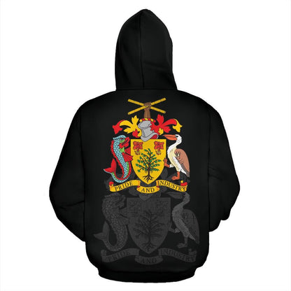 Barbados Zipper Hoodie Barbados Pride Unisex Printed Black Zip Hoodie