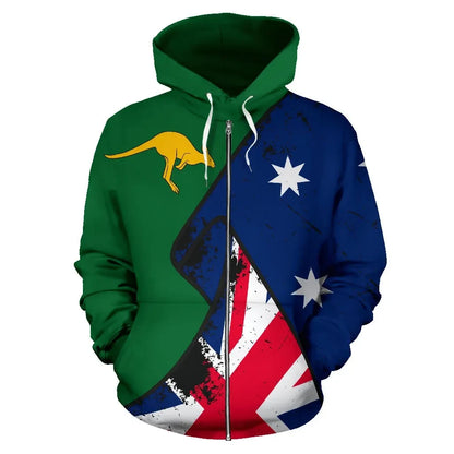 Australia Special Grunge Flag Zip Up Hoodie
