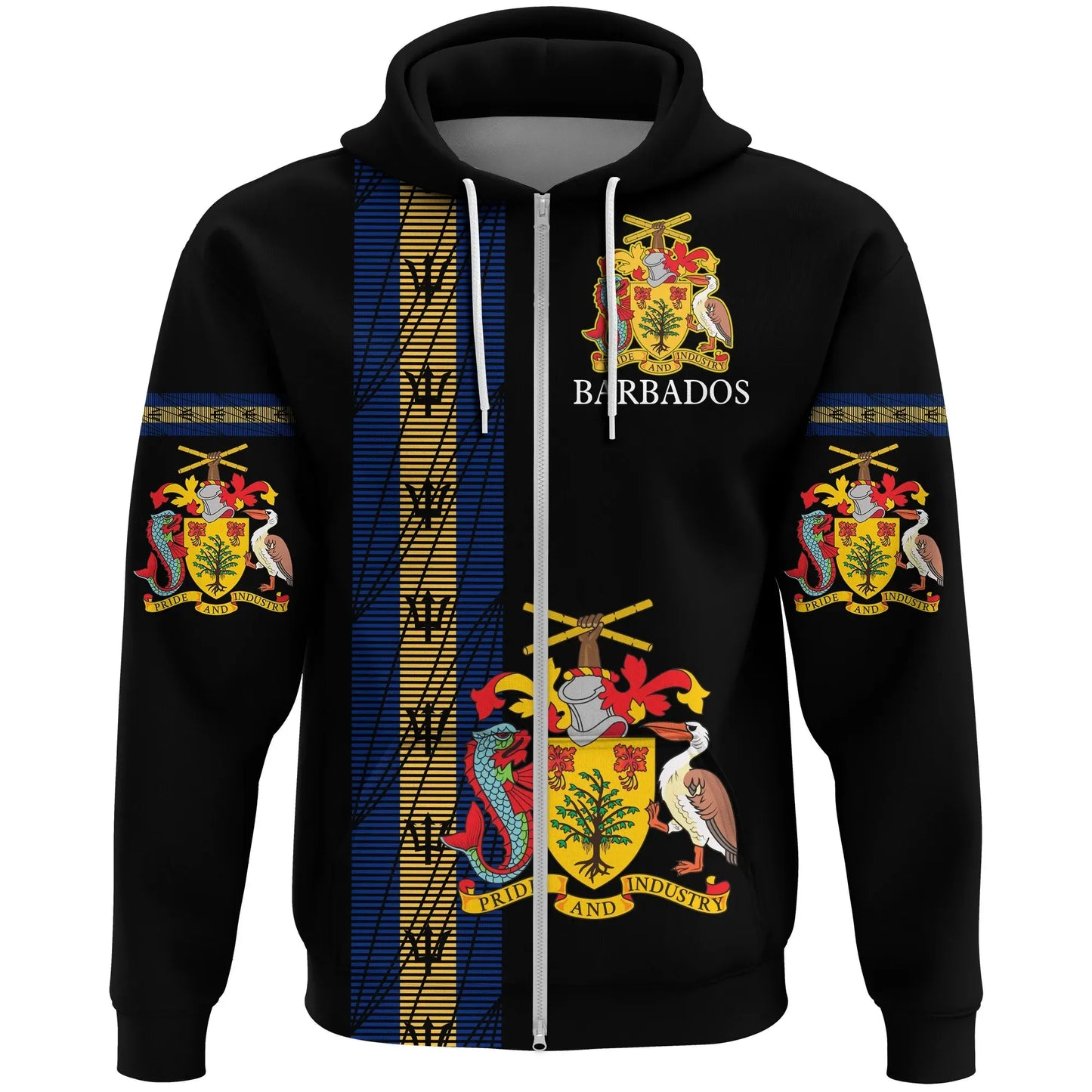 Barbados United Zip Hoodie Unisex Printed Zip Hoodie