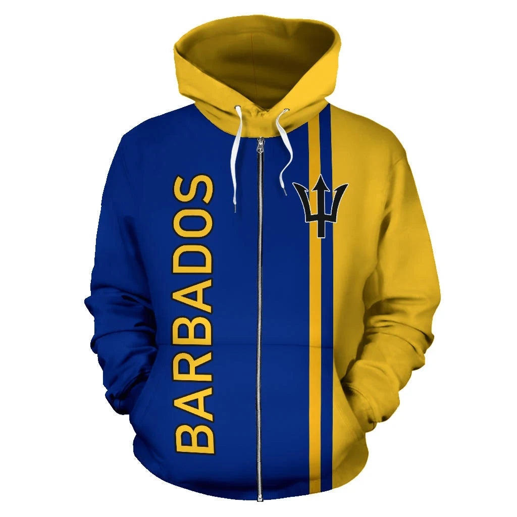 Barbados All Over Zip Up Hoodie Straight Version