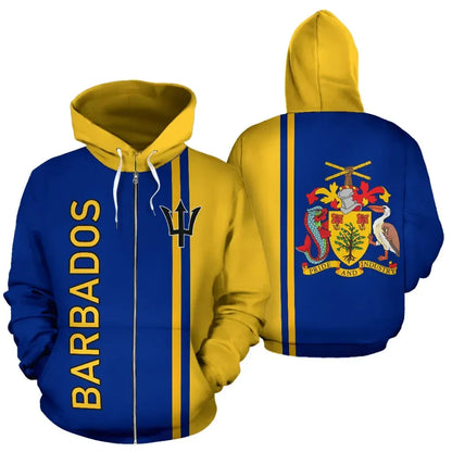 Barbados All Over Zip Up Hoodie Straight Version
