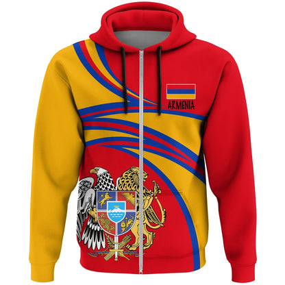 Armenia Zip Hoodie Armenia Coat Of Arms Unisex Printed Hoodie