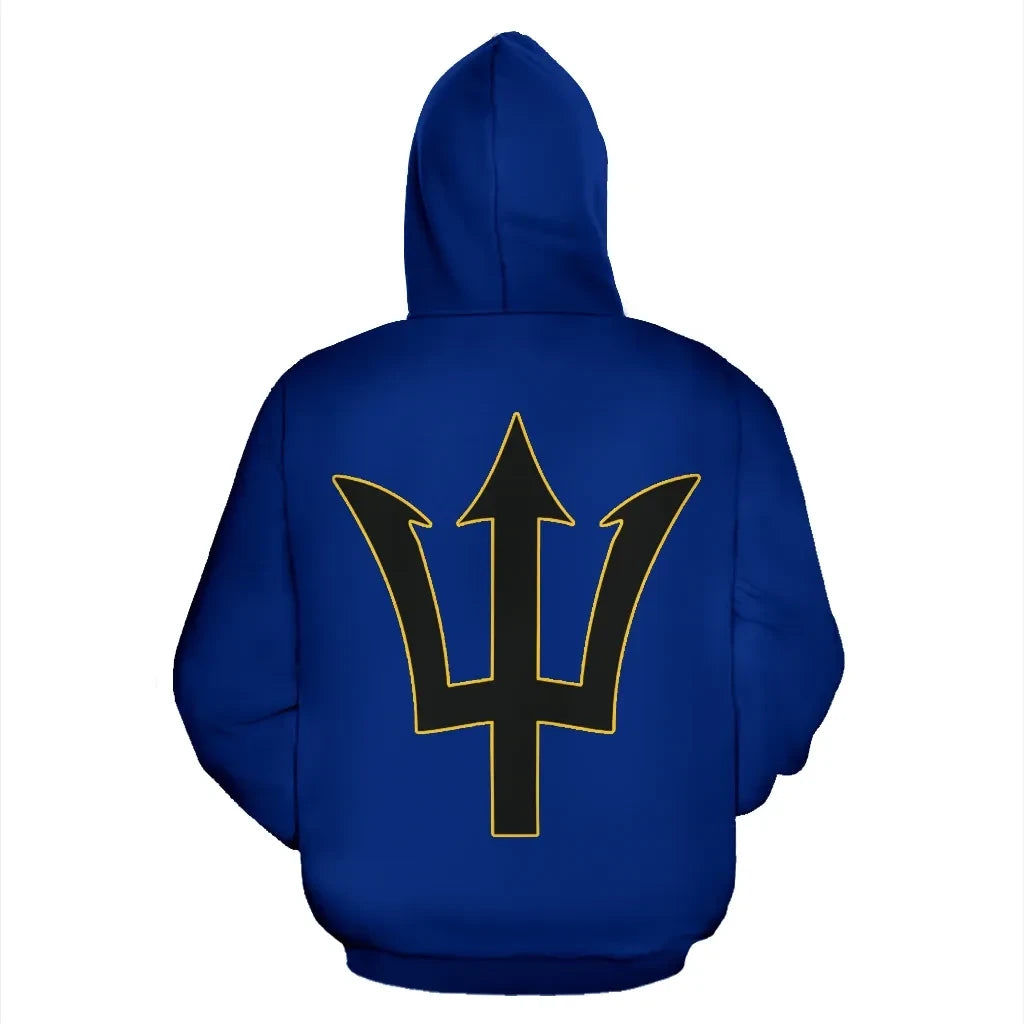 Barbados Flag Zip Up Hoodie Warrior Style