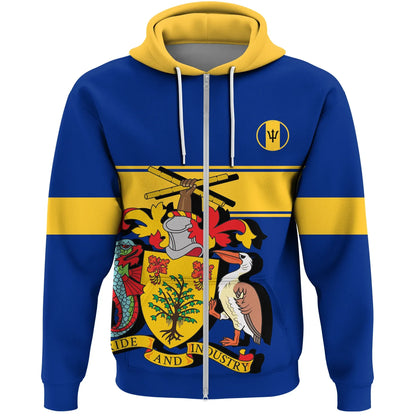 Barbados Version Coat Of Arms Zip Hoodie