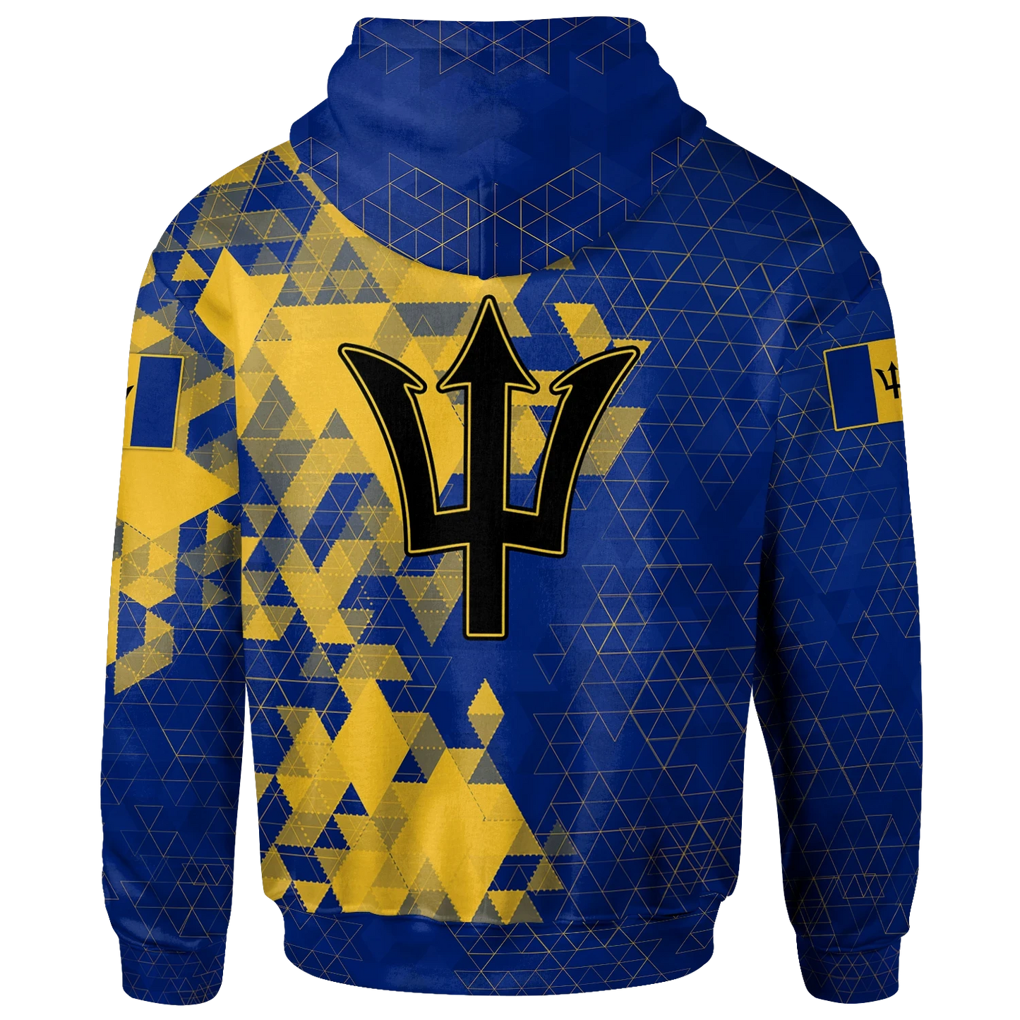 Barbados Zip Up Hoodie National Flag Polygon Style