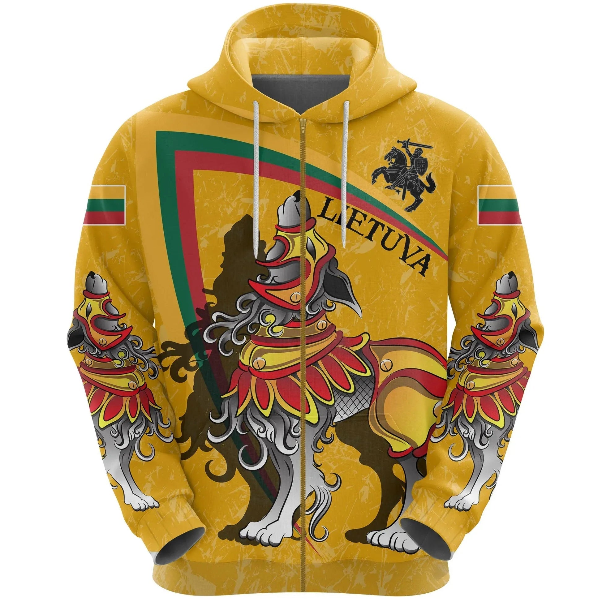 (Lietuva) Lithuania Zipper Hoodie Lithuanian Iron Wolf