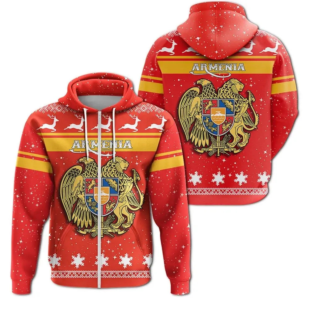 Christmas Armenia Coat Of Arms Zip Hoodie