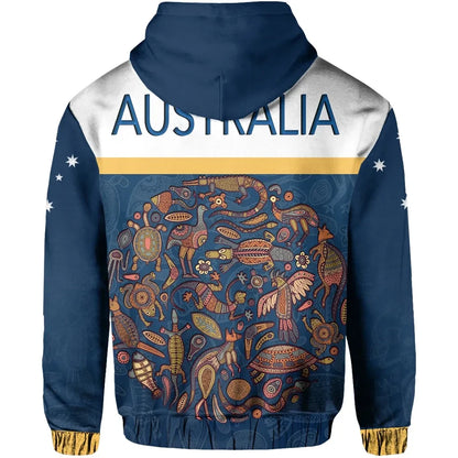 Australia Aborigines Animals Zip Hoodie