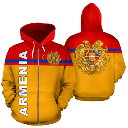 Armenia All Over Zip Up Hoodie Horizontal Style
