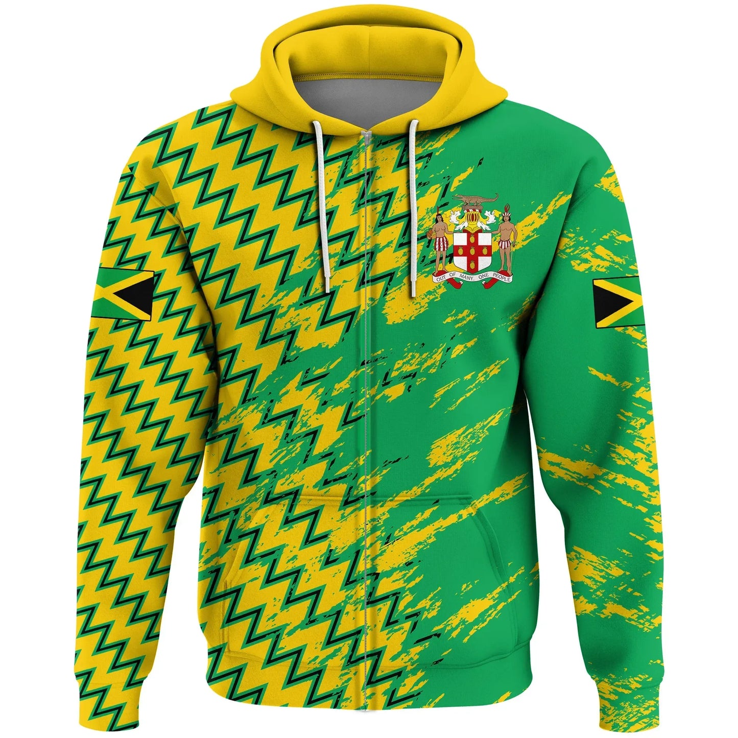 Jamaica Zip Hoodie Sport Line Jamaica Coat Of Arms Unisex Printed Hoodie