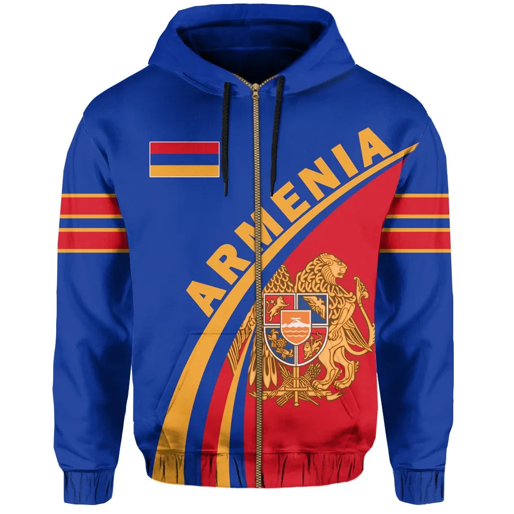 Armenia Coat Of Arms Up Style Zip Up Hoodie