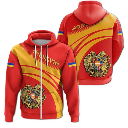 Armenia Coat Of Arms Zip Hoodie Cricket Stylew