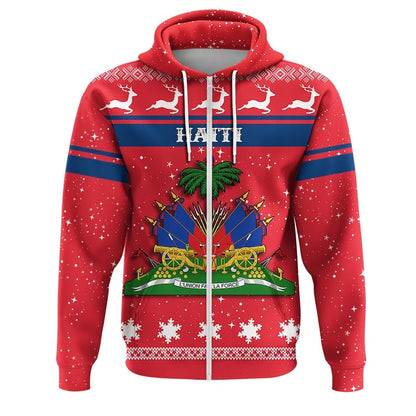 Christmas Haiti Coat Of Arms Zip Hoodie