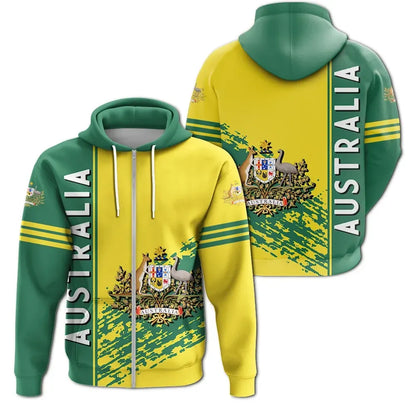 Australia Coat Of Arms Zip Up Hoodie Quarter Style