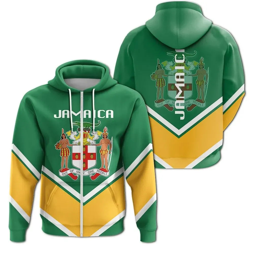 Jamaica Coat Of Arms Zip Hoodie Lucian Stylew