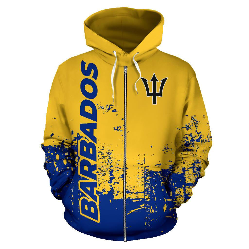 Barbados All Over Zip Up Hoodie Smudge Sty