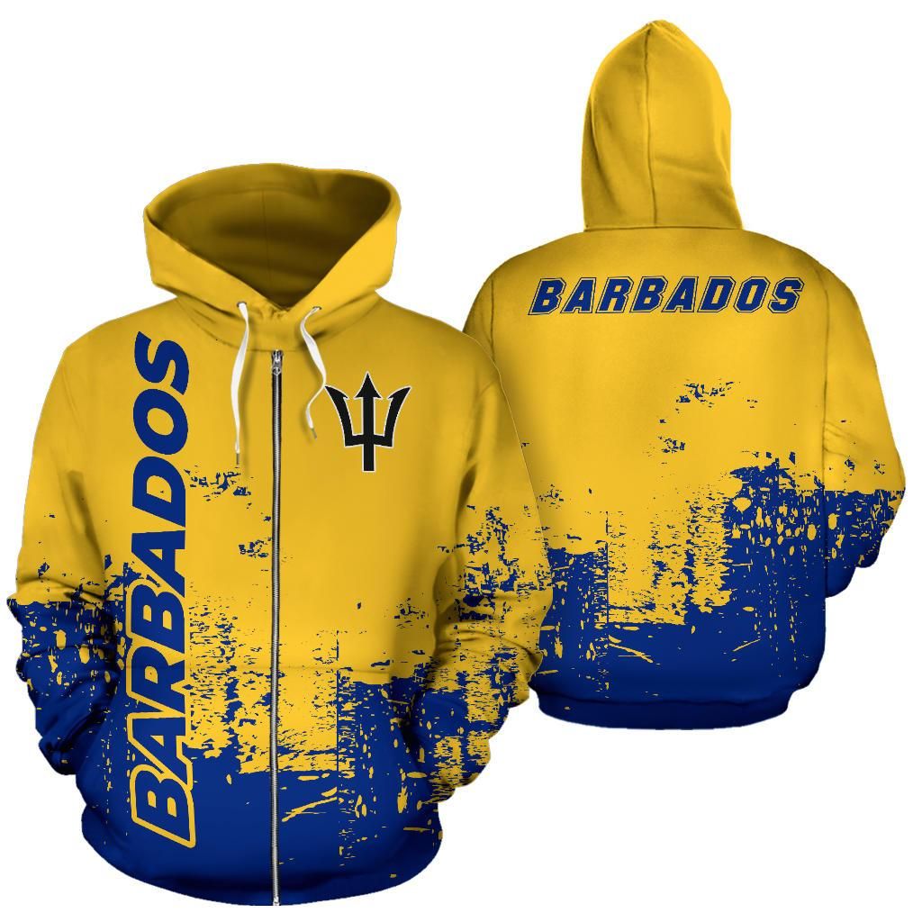 Barbados All Over Zip Up Hoodie Smudge Sty
