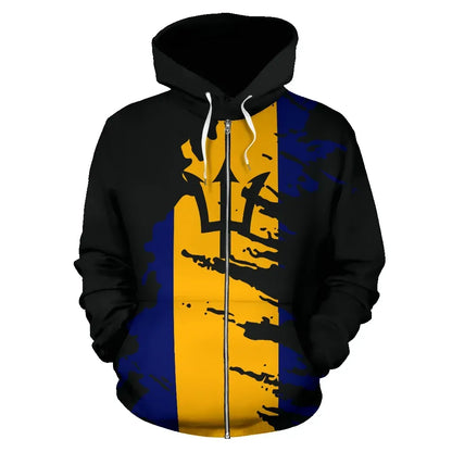 Barbados Hoodie Flag Painting Hoodie Zip Up