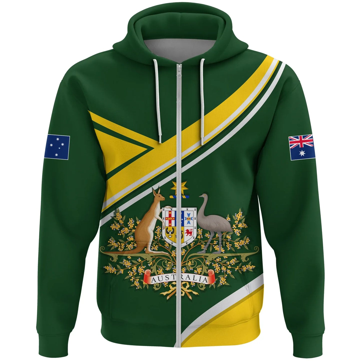 Australia Full Zip Hoodie, Australia Coat Of Arms Victory