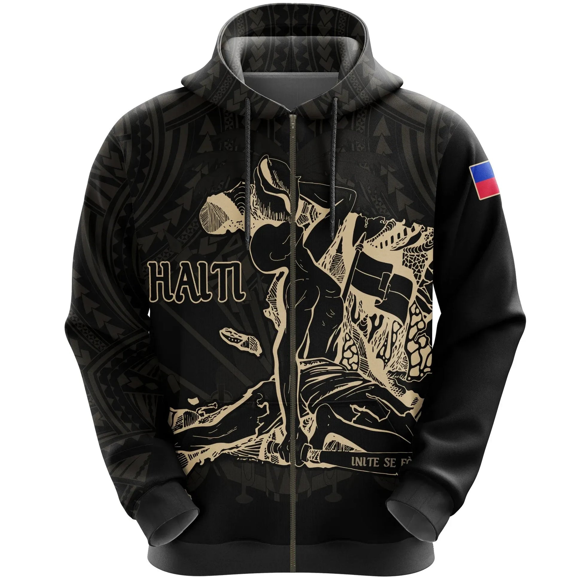 Haiti Hoodie Zipper Polynesian Neg Maron 8